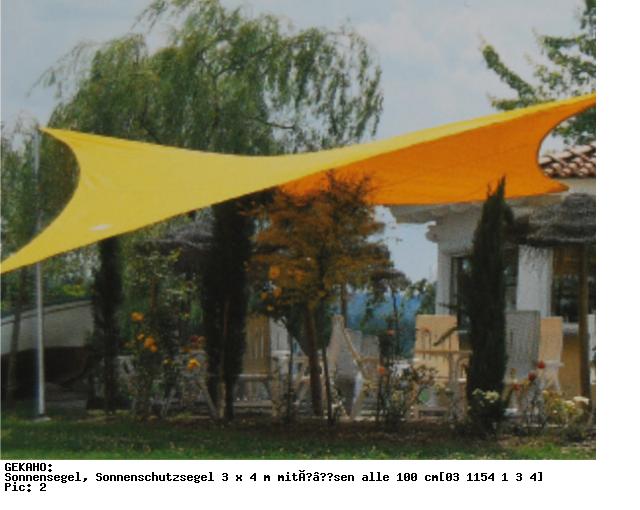 Sonnensegel, Sonnenschutzsegel 3 x 4 m mit Ã?sen alle 100 cm, Gekaho sonnensegel 3x4 mit ösen